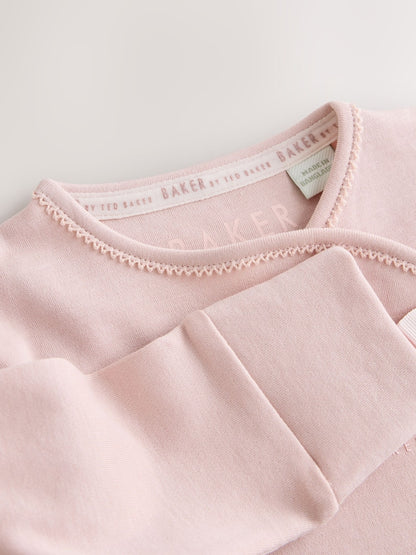 Baker by Ted Baker Pale Pink Cotton Printed Sleepsuits 3 Pack