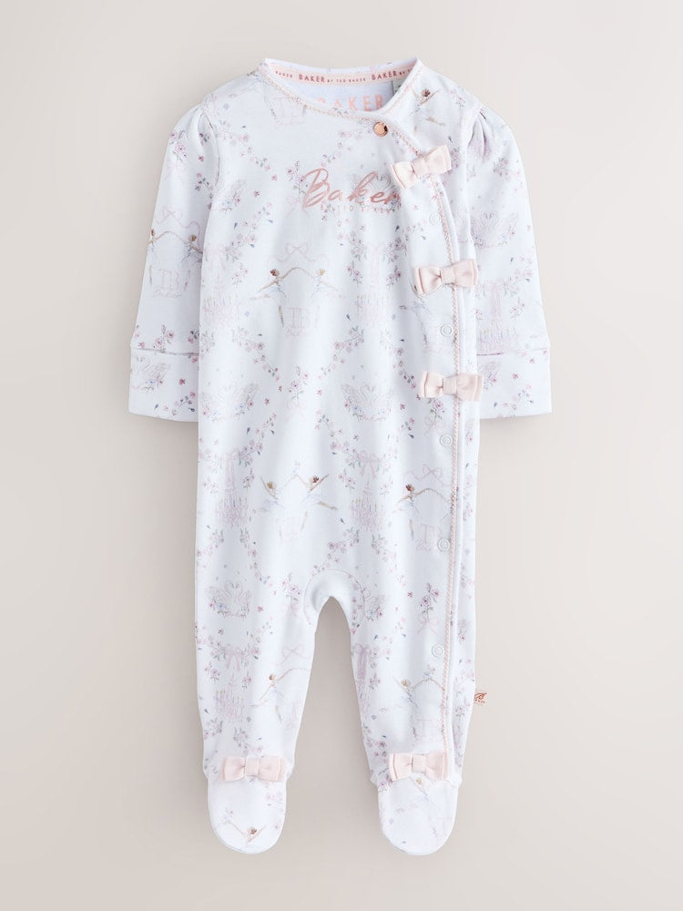 Baker by Ted Baker Pale Pink Cotton Printed Sleepsuits 3 Pack
