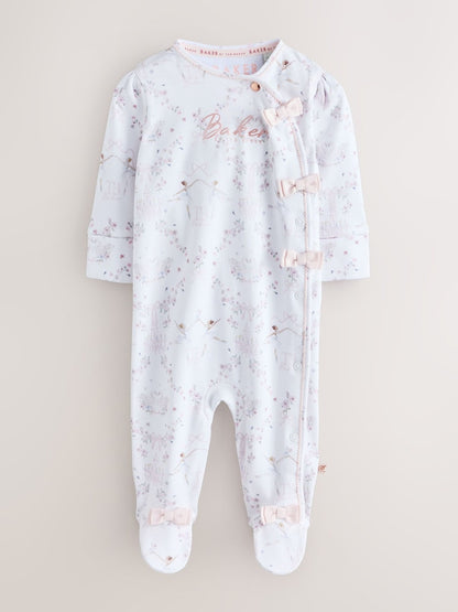 Baker by Ted Baker Pale Pink Cotton Printed Sleepsuits 3 Pack
