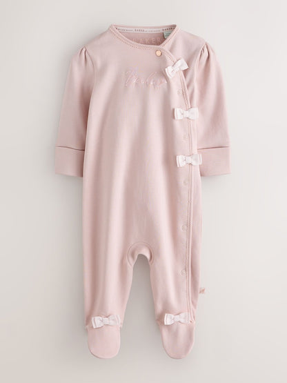 Baker by Ted Baker Pale Pink Cotton Printed Sleepsuits 3 Pack