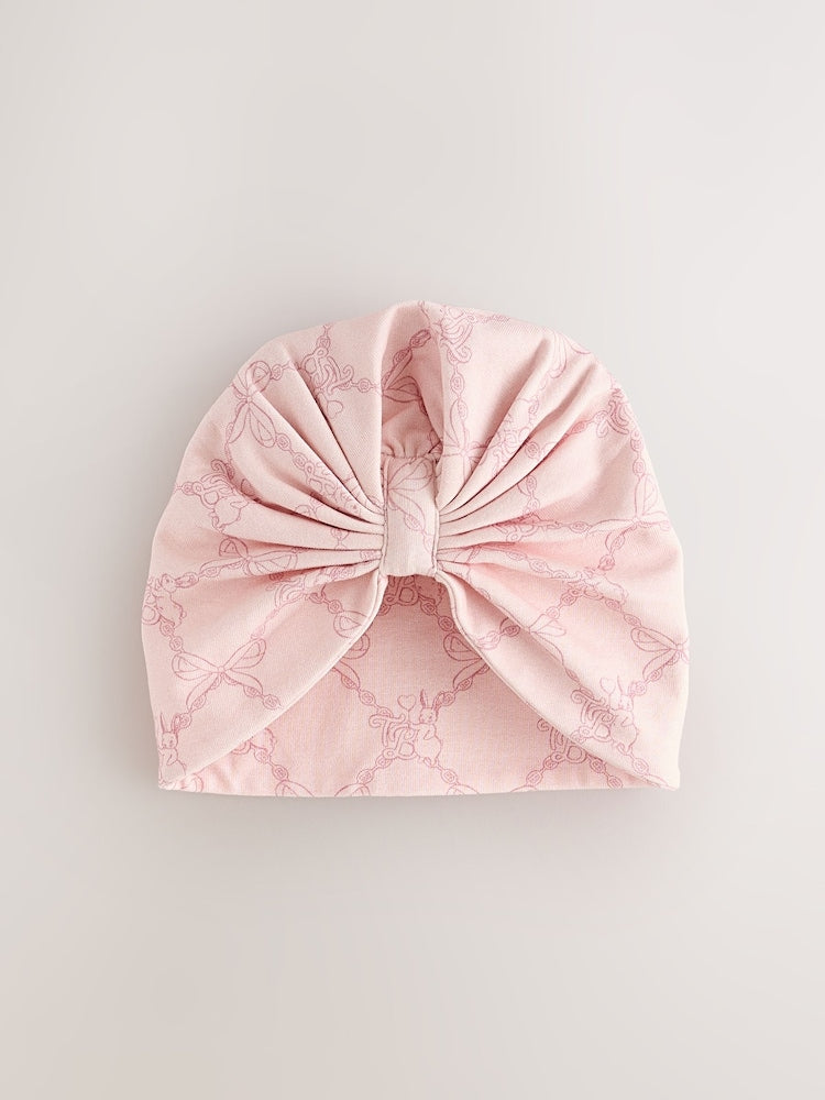 Baker by Ted Baker Pink 3 Piece Bodysuit, Monogram Printed Leggings &amp; Turban Set