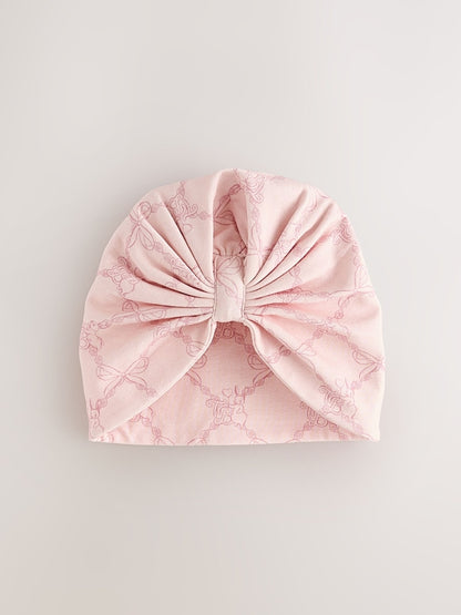 Baker by Ted Baker Pink 3 Piece Bodysuit, Monogram Printed Leggings &amp; Turban Set
