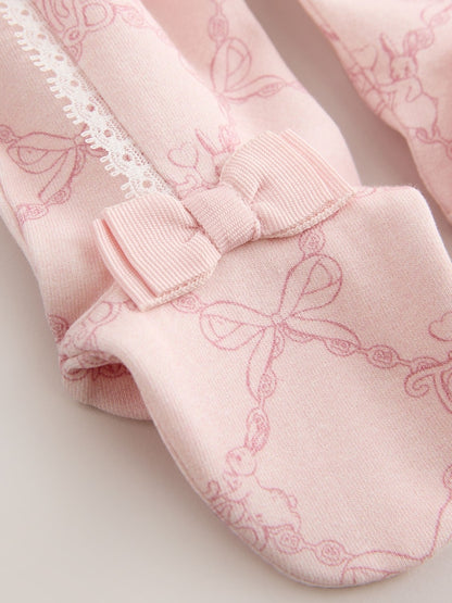 Baker by Ted Baker Pink 3 Piece Bodysuit, Monogram Printed Leggings &amp; Turban Set