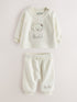 Baker by Ted Baker Cream 2 Piece Fleece Bear Graphic Top & Joggers Set - Size Newborn