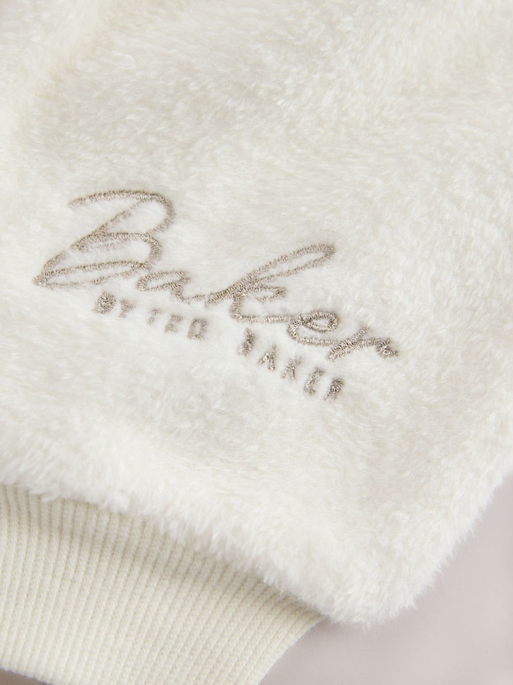 Baker by Ted Baker Cream 2 Piece Fleece Bear Graphic Top &amp; Joggers Set - Size Newborn