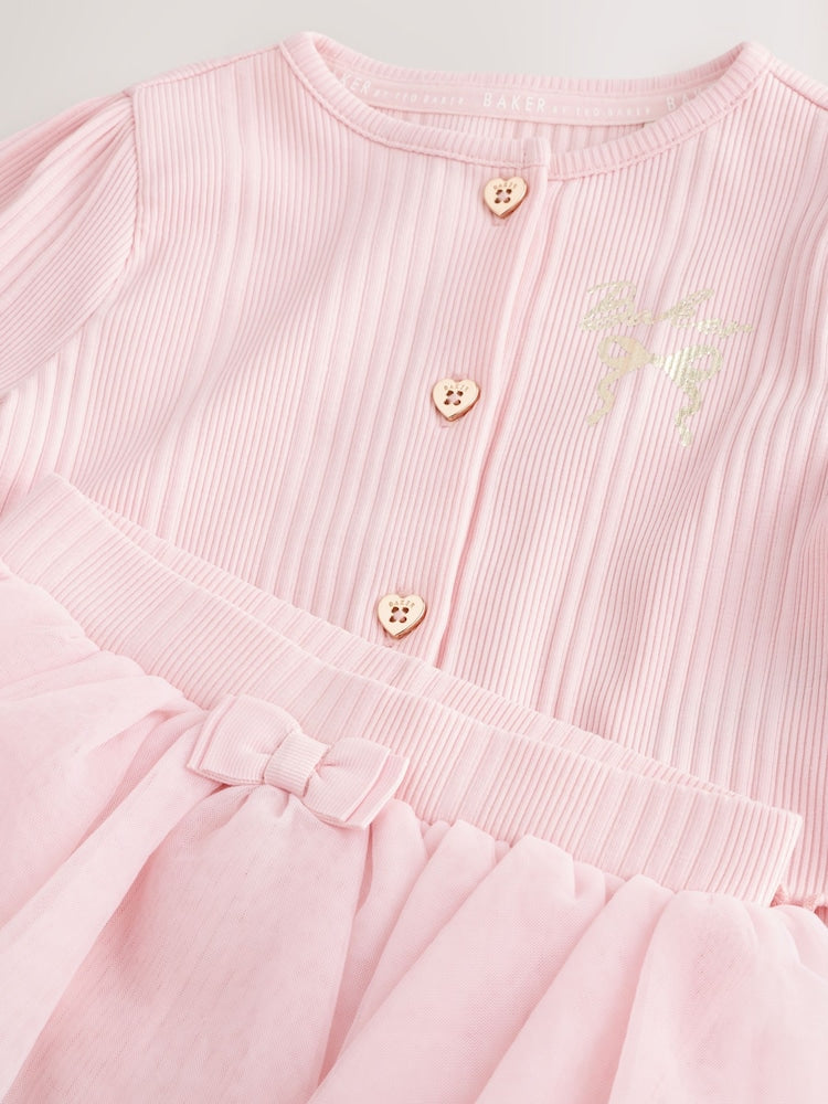 Baker by Ted Baker Pale Pink 2 Piece Mesh Tutu Top &amp; Flare Leggings Set