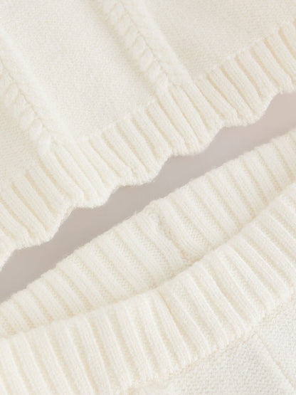 Baker by Ted Baker Cream 2 Piece Organza Collared Cable Knit Set - Size Newborn