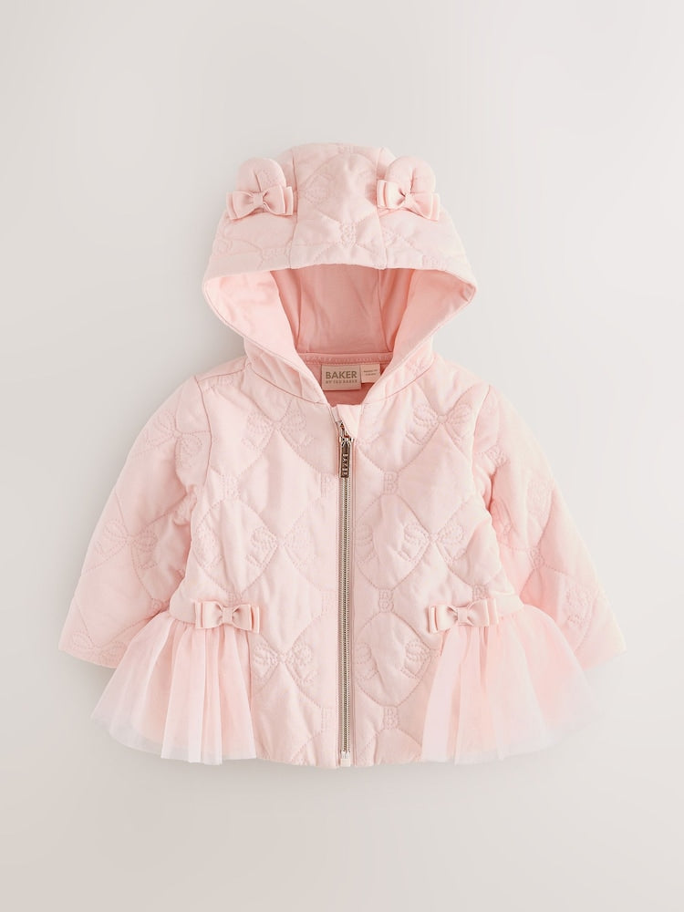 Baker by Ted Baker Pink Jacquard Quilted Mesh Peplum Jacket