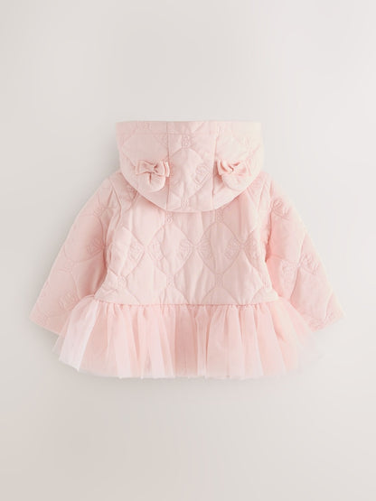 Baker by Ted Baker Pink Jacquard Quilted Mesh Peplum Jacket
