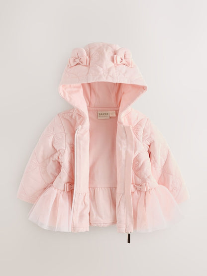 Baker by Ted Baker Pink Jacquard Quilted Mesh Peplum Jacket