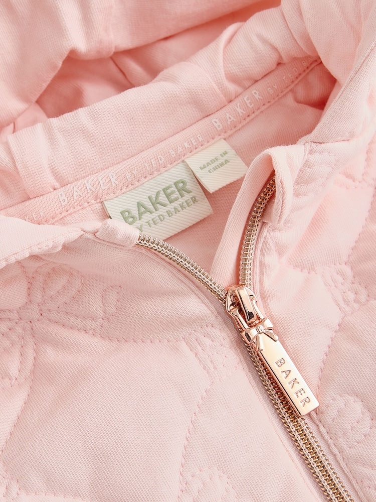 Baker by Ted Baker Pink Jacquard Quilted Mesh Peplum Jacket