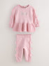 Baker by Ted Baker Pale Pink Knitted Bow Peplum Top & Leggings Set 2 Piece - Pale Pink / Up To 3 Months (50 - 62cm)