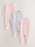 Baker by Ted Baker White/Pink Cotton Printed Sleepsuits 3 Pack