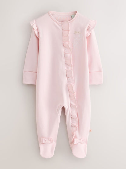 Baker by Ted Baker White/Pink Cotton Printed Sleepsuits 3 Pack