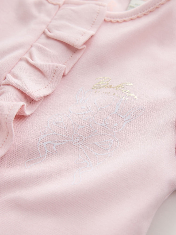 Baker by Ted Baker White/Pink Cotton Printed Sleepsuits 3 Pack