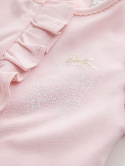 Baker by Ted Baker White/Pink Cotton Printed Sleepsuits 3 Pack