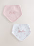 Baker by Ted Baker Pink/White 2 Pack Printed Bibs - Pink/White