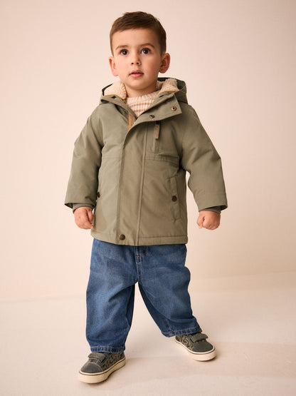 Green Waterproof Borg Lined Parka (3mths-7yrs) - Green / 12 - 18 Months (80 - 86cm)