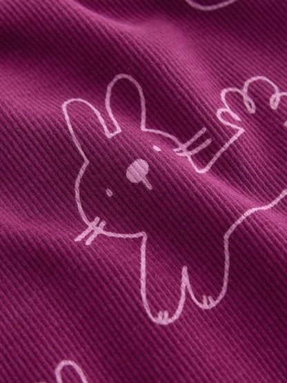 Burgundy Red Cat Dog Rib Long Sleeve T-Shirt (3mths-7yrs)