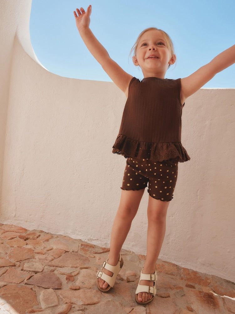Brown Broderie Vest and Shorts Set (3mths-7yrs)