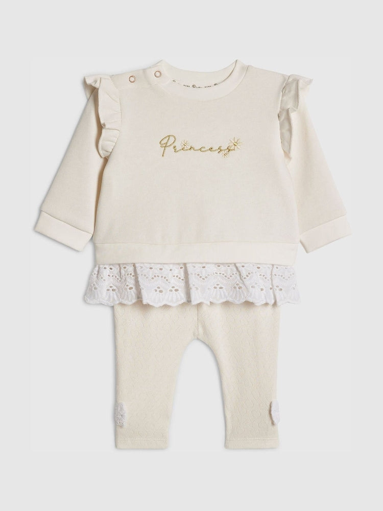 River Island Cream Broderie Sweatshirt &amp; Leggings Set