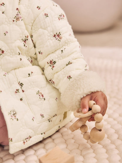 Ecru Floral Crinkle Popper Through Baby Jacket (0mths-2yrs)