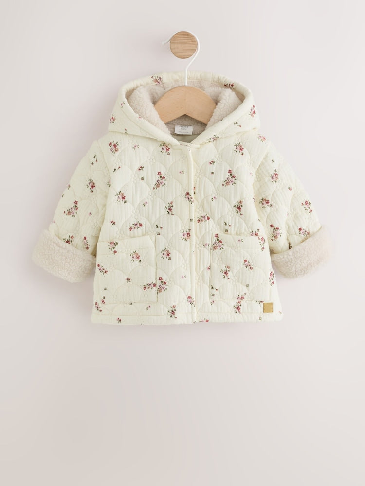 Ecru Floral Crinkle Popper Through Baby Jacket (0mths-2yrs)