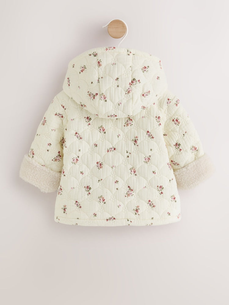Ecru Floral Crinkle Popper Through Baby Jacket (0mths-2yrs)