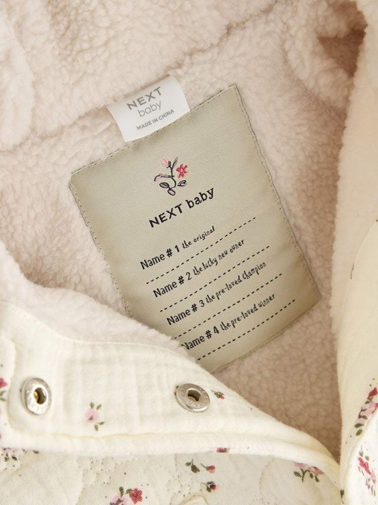 Ecru Floral Crinkle Popper Through Baby Jacket (0mths-2yrs)
