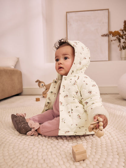 Ecru Floral Crinkle Popper Through Baby Jacket (0mths-2yrs)