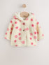 Ecru and Pink Floral Borg Hooded Baby Jacket (0mths-2yrs) - Ecru and Pink Floral / Up to 1 Month (50-56cm)