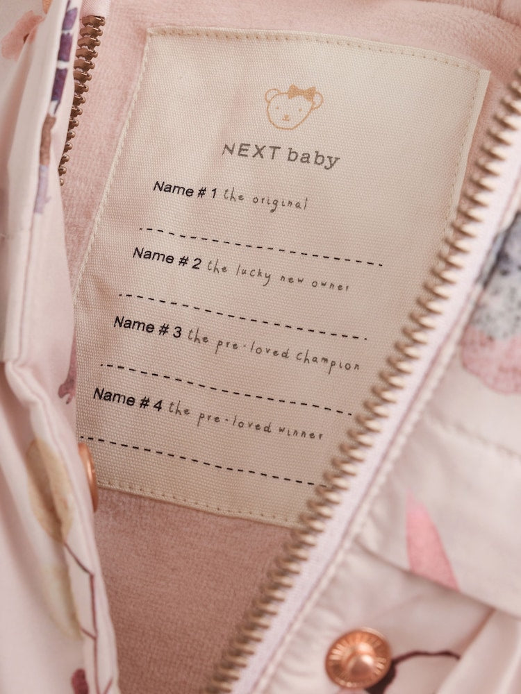 Watercolour Printed Bow Front Puffer Baby Jacket (0mths-2yrs)