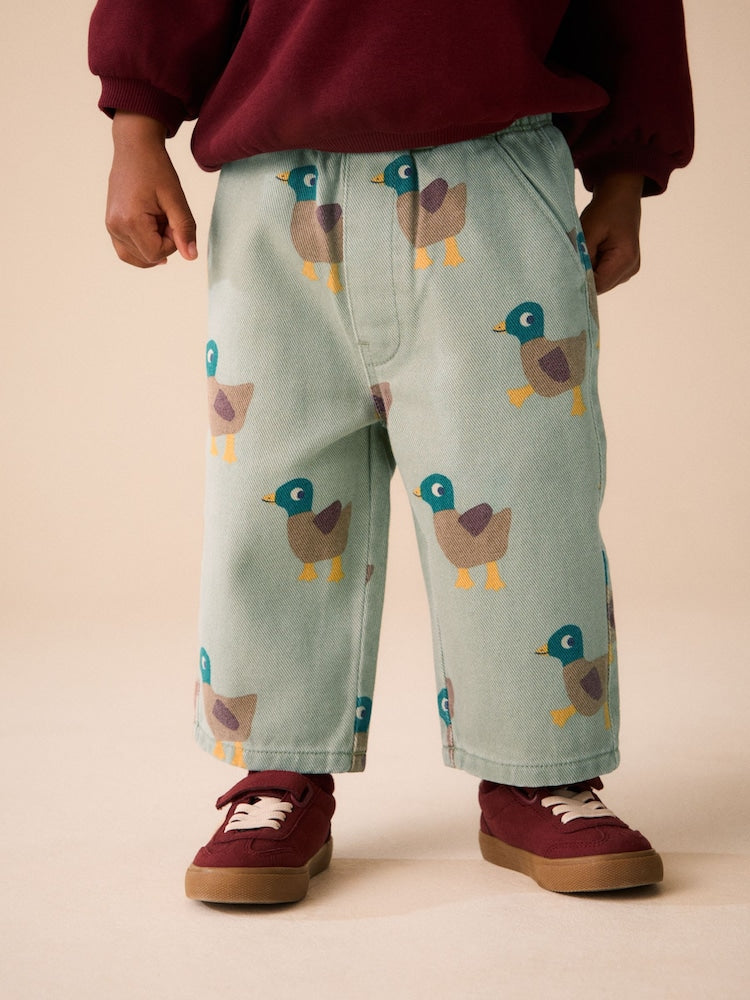 Green Duck Pull On Wide Trousers (3mths-7yrs)