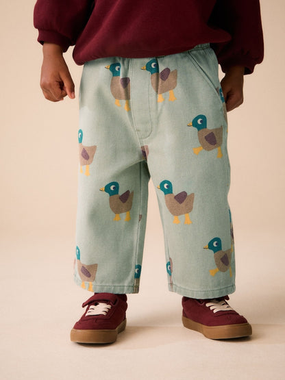 Green Duck Pull On Wide Trousers (3mths-7yrs) - Green Duck Pull On Wide / 12-18 Months (80-86cm)