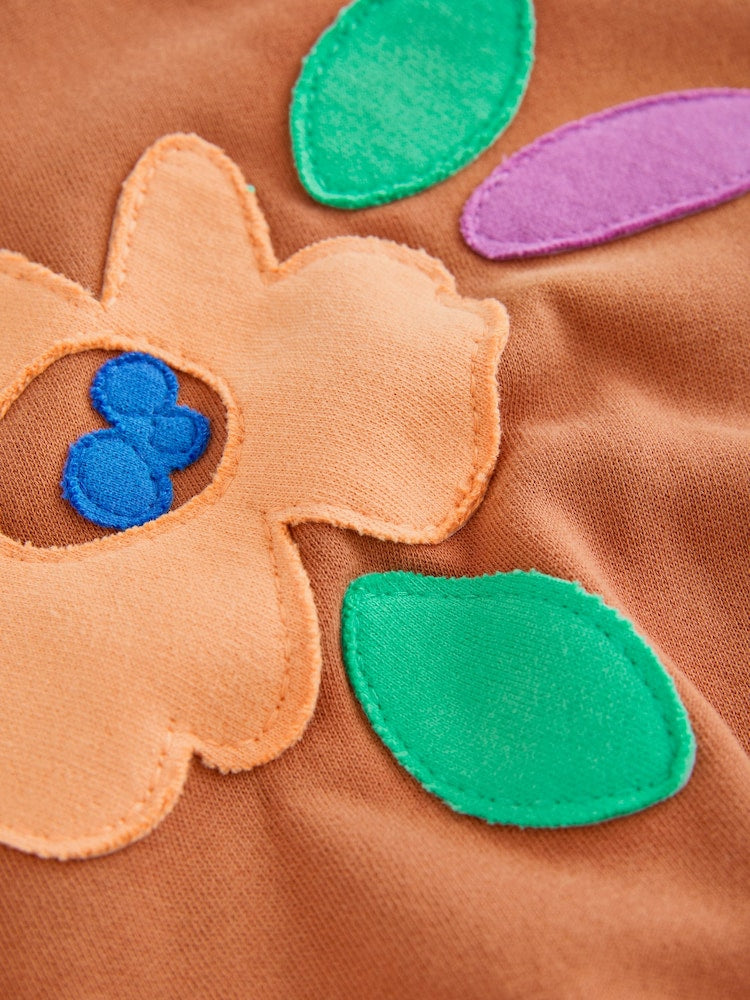 Rust Brown Flowers Crew Neck Sweatshirt (3mths-7yrs)
