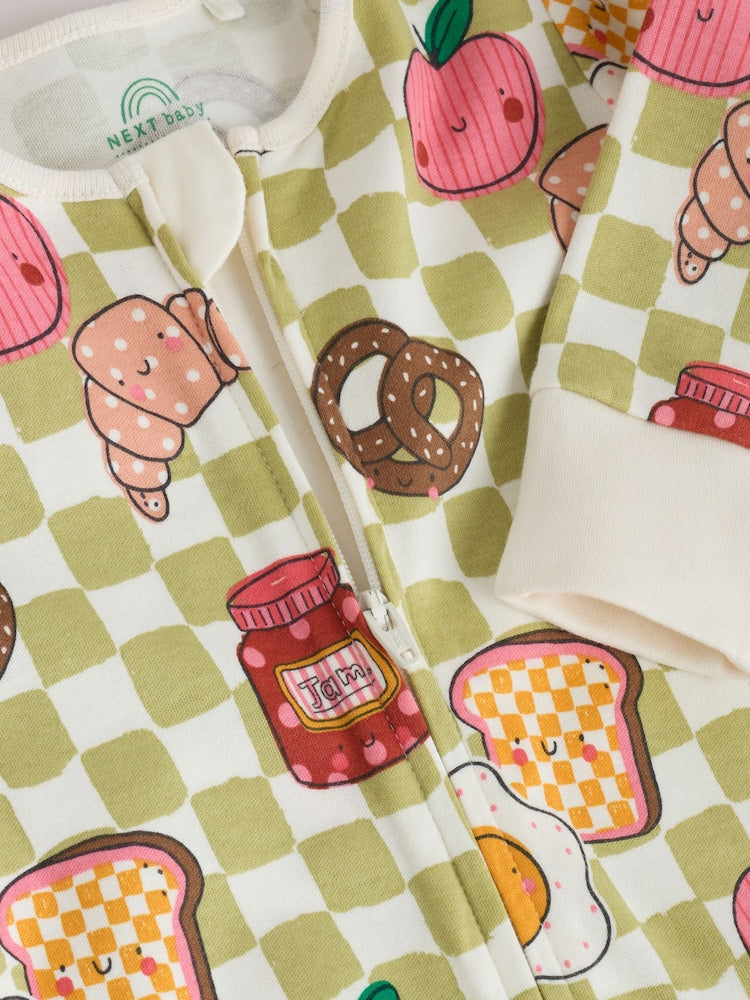 Bright Brunch Two Way Zip Baby Sleepsuits 3 Pack (0mths-3yrs)