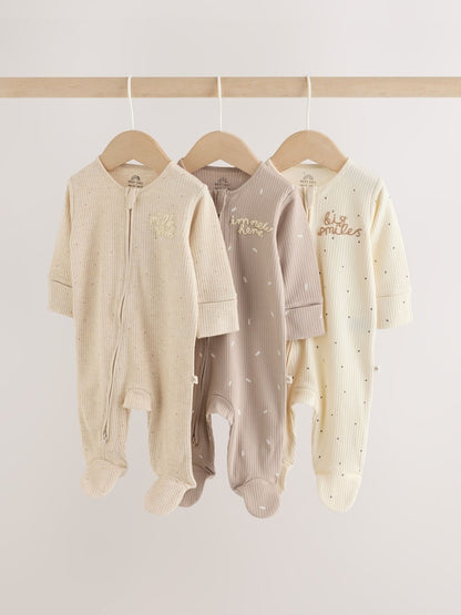 Neutral Milk Club Two Way Zip Baby Sleepsuits 3 Pack (0-2yrs) - Up to 1 Month (50-56cm)