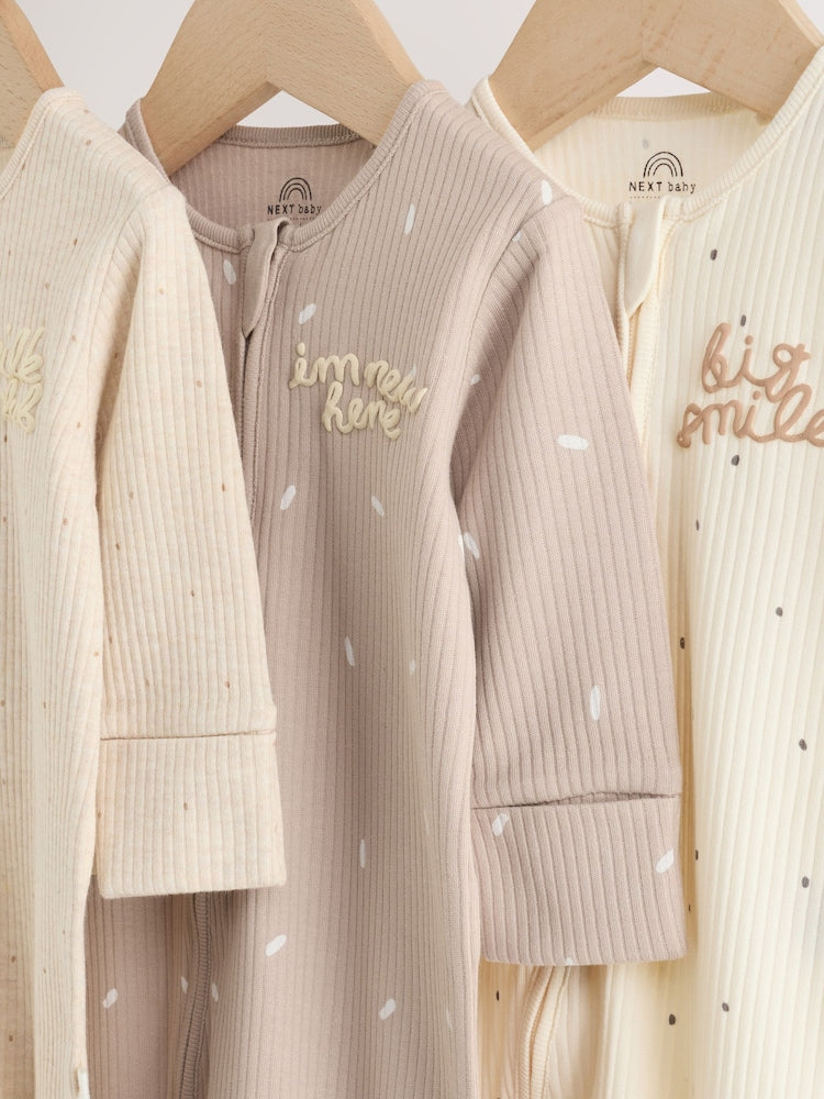 Neutral Milk Club Two Way Zip Baby Sleepsuits 3 Pack (0-2yrs)