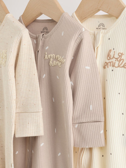 Neutral Milk Club Two Way Zip Baby Sleepsuits 3 Pack (0-2yrs)