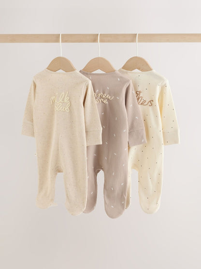 Neutral Milk Club Two Way Zip Baby Sleepsuits 3 Pack (0-2yrs)