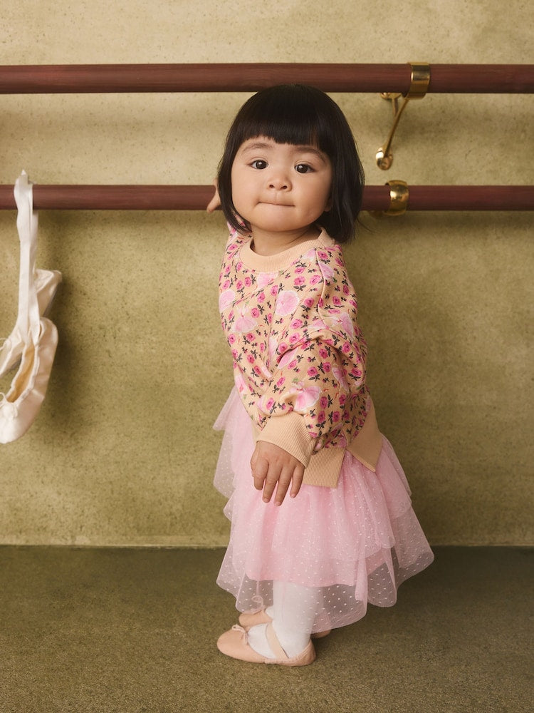 Pink Floral Cath Kidston Sweat Mesh Dress (3mths-7yrs) - Pink Floral / 12-18 Months (80-86cm)