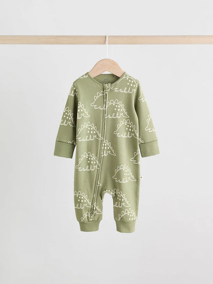 Multi Dino Two Way Zip Baby Sleepsuits 5 Pack (0mths-3yrs)