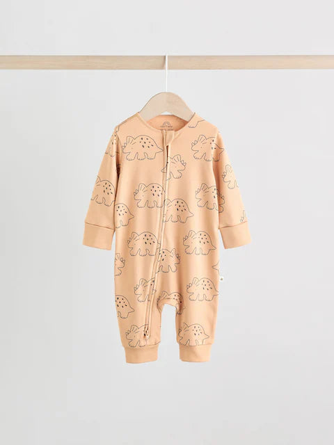 Multi Dino Two Way Zip Baby Sleepsuits 5 Pack (0mths-3yrs)