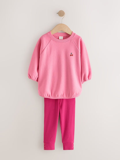 Bright Pink Sweatshirt and Leggings Set (3mths-7yrs) - Bright Pink / 12-18 Months (80-86cm)