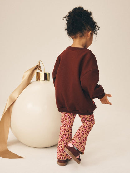 Pink Christmas Leopard Sweatshirt and Flare