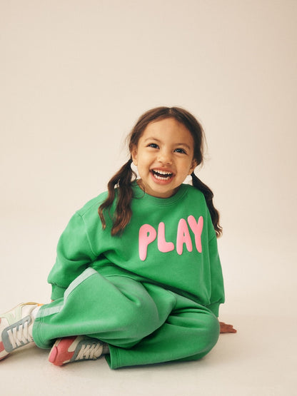Green Play Crew Neck Sweatshirt and Barrel Trousers Set (3mths-7yrs)