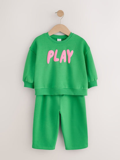 Green Play Crew Neck Sweatshirt and Barrel Trousers Set (3mths-7yrs)
