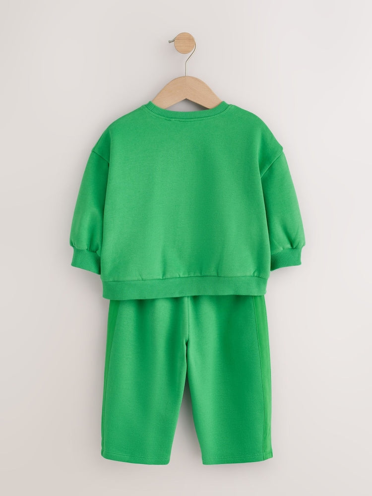 Green Play Crew Neck Sweatshirt and Barrel Trousers Set (3mths-7yrs)