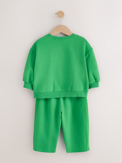 Green Play Crew Neck Sweatshirt and Barrel Trousers Set (3mths-7yrs)