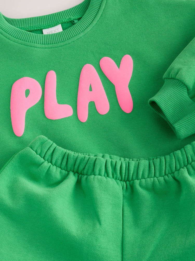 Green Play Crew Neck Sweatshirt and Barrel Trousers Set (3mths-7yrs)